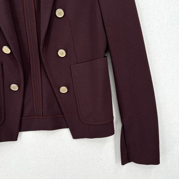 THEORY Jonita K Blazer Jacket Womens 2 Garnet Gold Button Open Burgundy - Picture 7 of 16